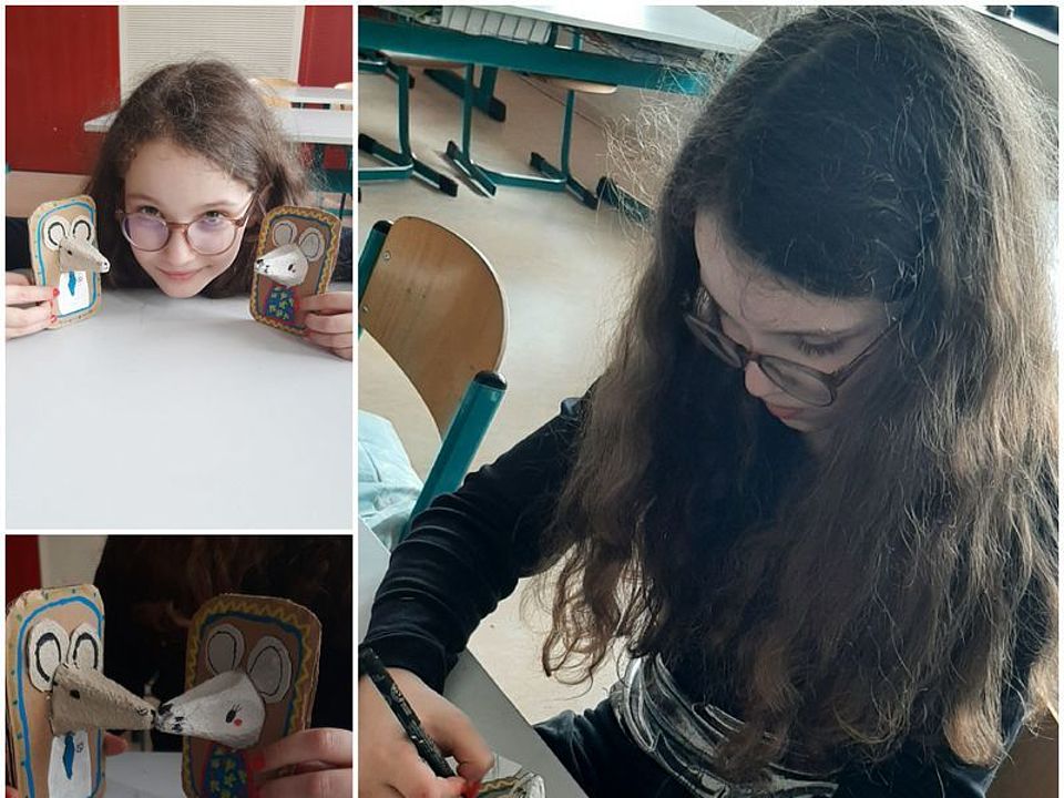 Bild zeigt eine Collage mit den gebastelten Eierpappenportraits