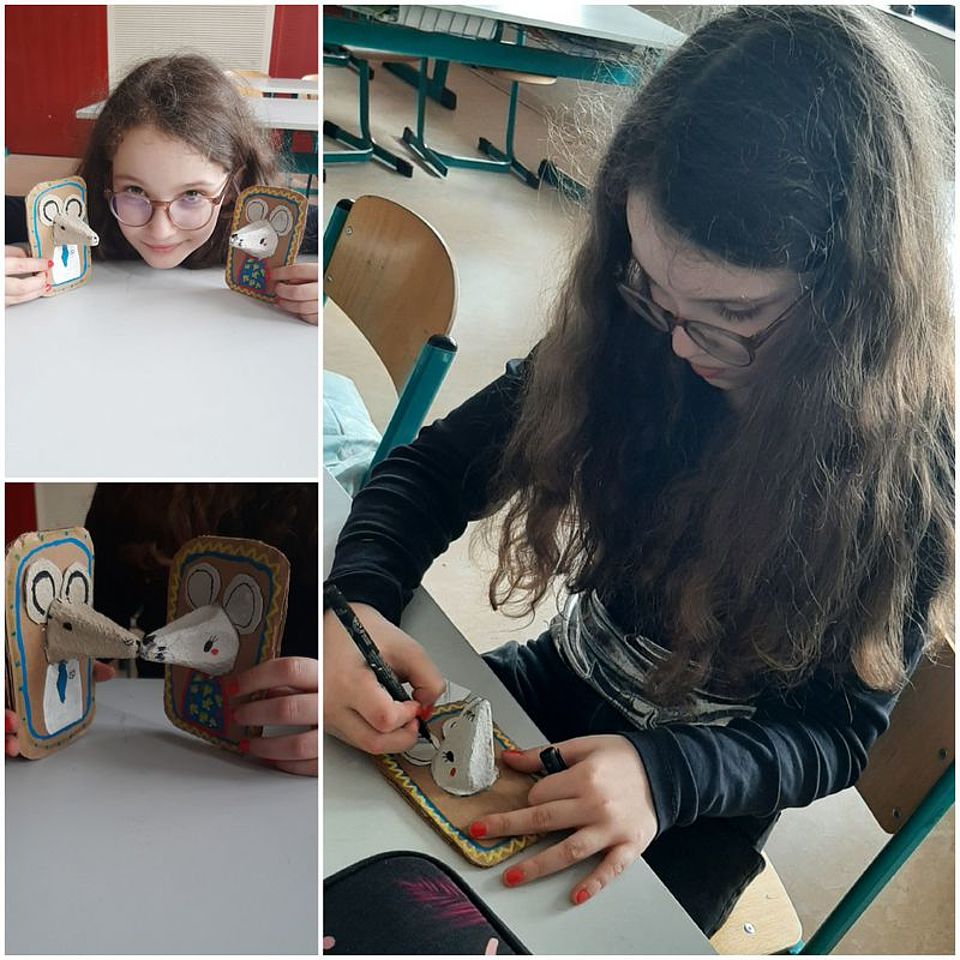 Bild zeigt eine Collage mit den gebastelten Eierpappenportraits